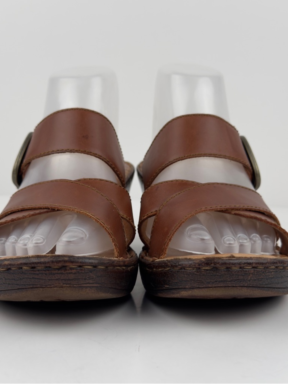 Born Salima Brown Leather Buckle Block Heel Sandals Womens 9 B92926 - Picture 4 of 12